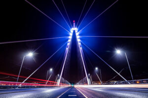 Long exposure night shot of Pallion Bridge, Sunderland, U.K.