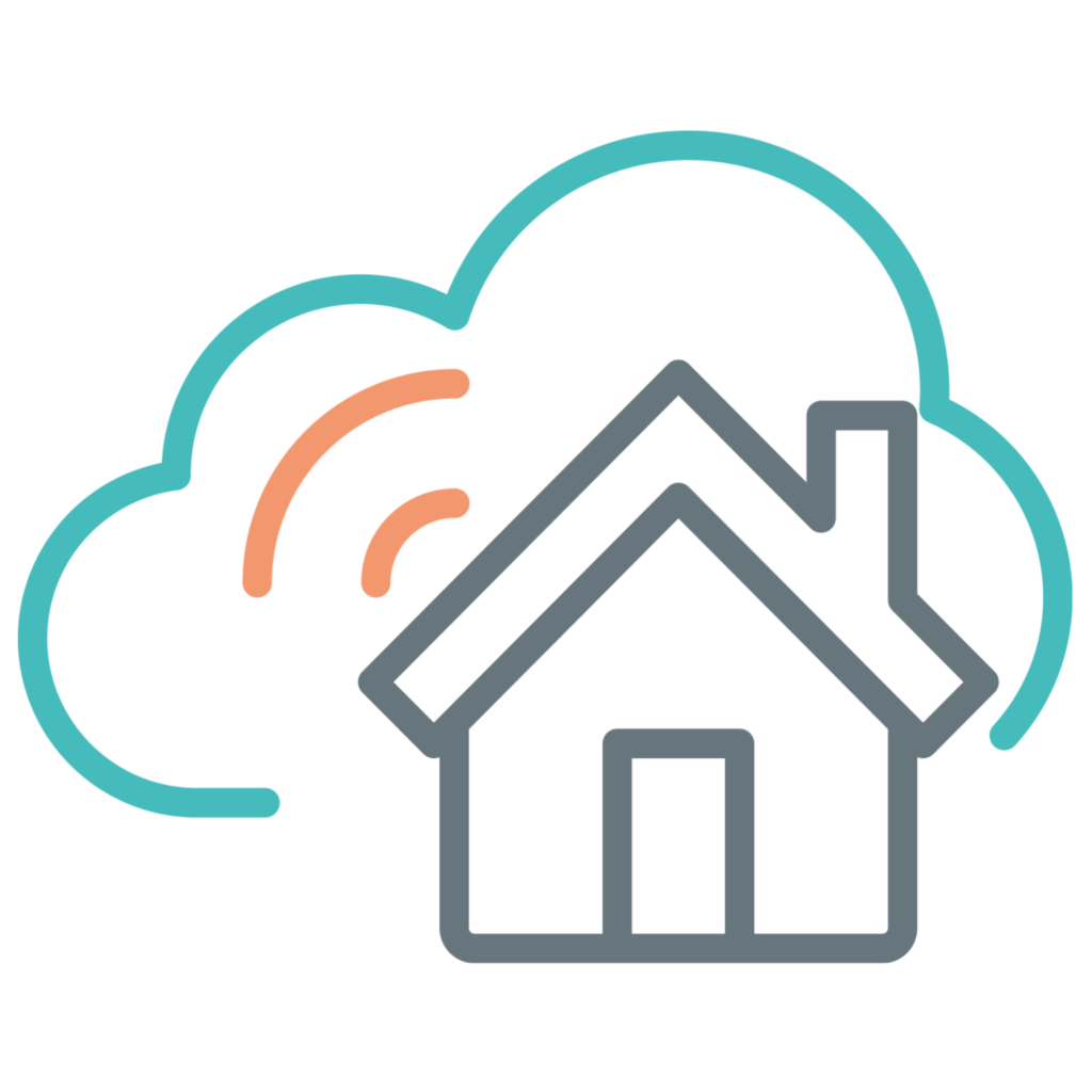 Icon of a house with a cloud and wifi.