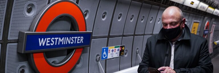 Westminster sign in tube station.