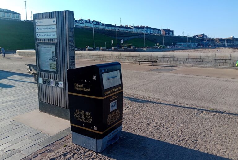 City fo Sunderland rubbish bin on the sea front.