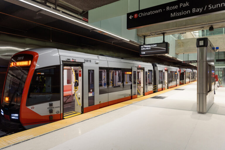 San Francisco MTA train at station.