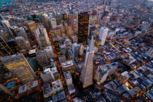 Aerial view of the city of San Francisco, California, USA.