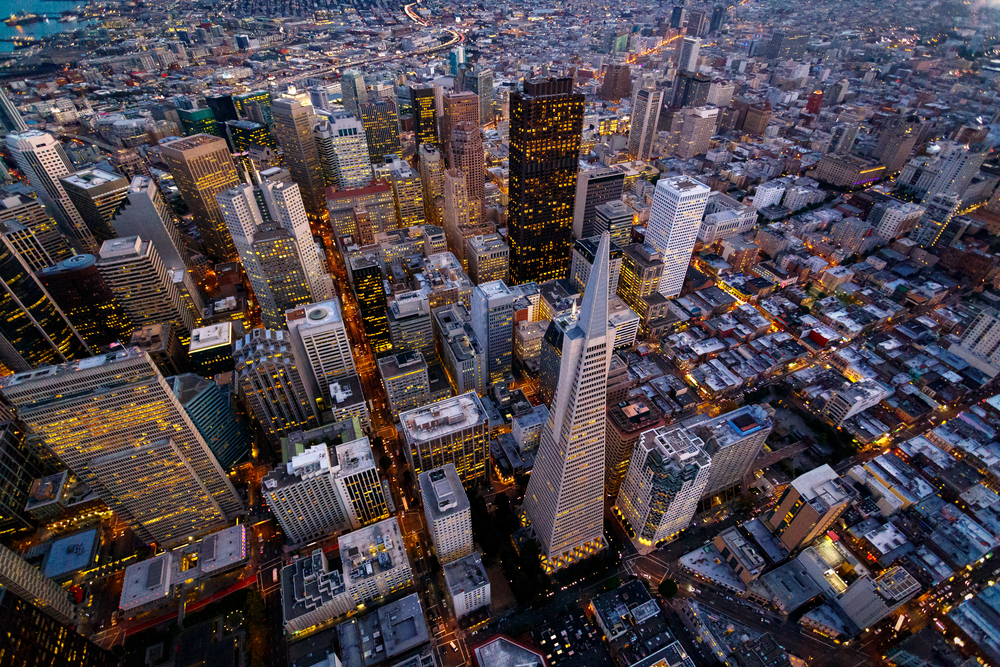 Aerial view of the city of San Francisco, California, USA.