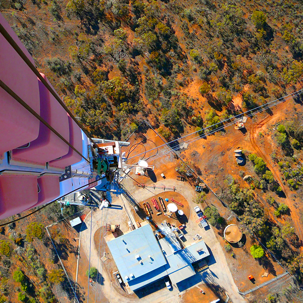 Aerial view of a BAI Communications tower in rural Australia.