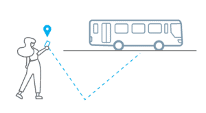 Leaving a stadium or event using transport apps line drawing