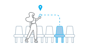 Wayfinding to direct event goer to seat line drawing