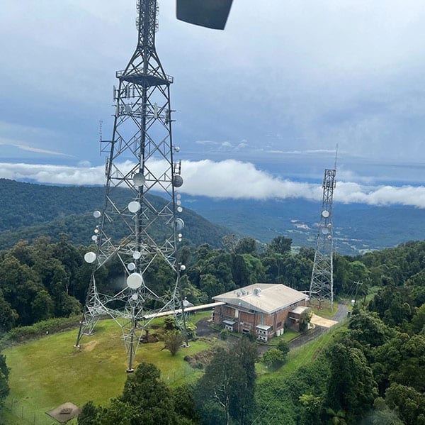 Aerial view of Mount Nardi transmission tower.